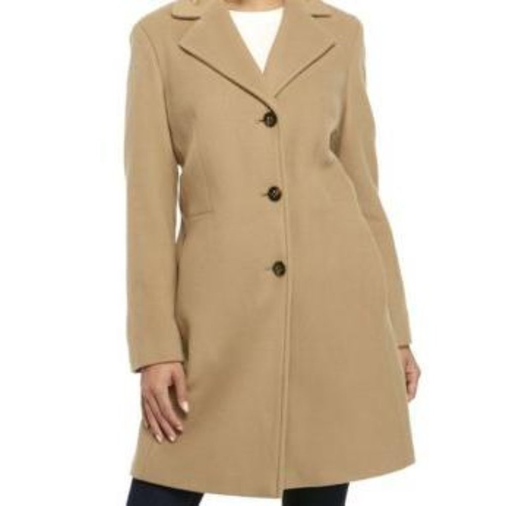 Calvin Klein Single-Breasted Wool/Cashmere Coat